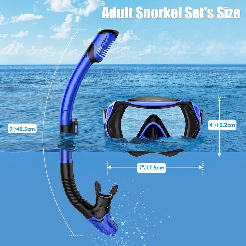 wutrye Snorkeling Gear for Adults, Dry-Top Snorkel Set Scuba Diving mask, Snorkel Mask, Panoramic Anti-Leak Anti-Fog Tempered Glass Lens, Swimming Training Snorkeling Packages - Image 4